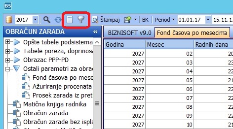 Uklonjen filter za grupisanje iz zaglavlja BizniSoft-a